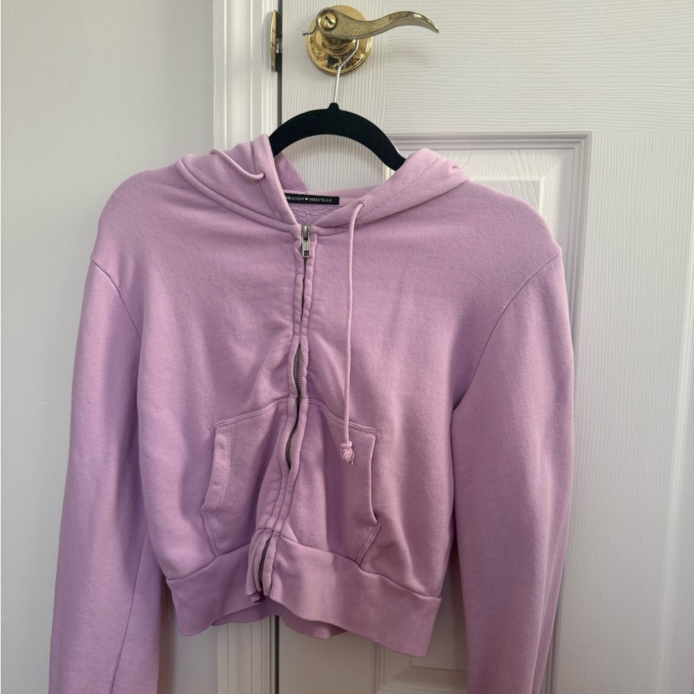 Brandy Melville Lavender Cropped Hoodie